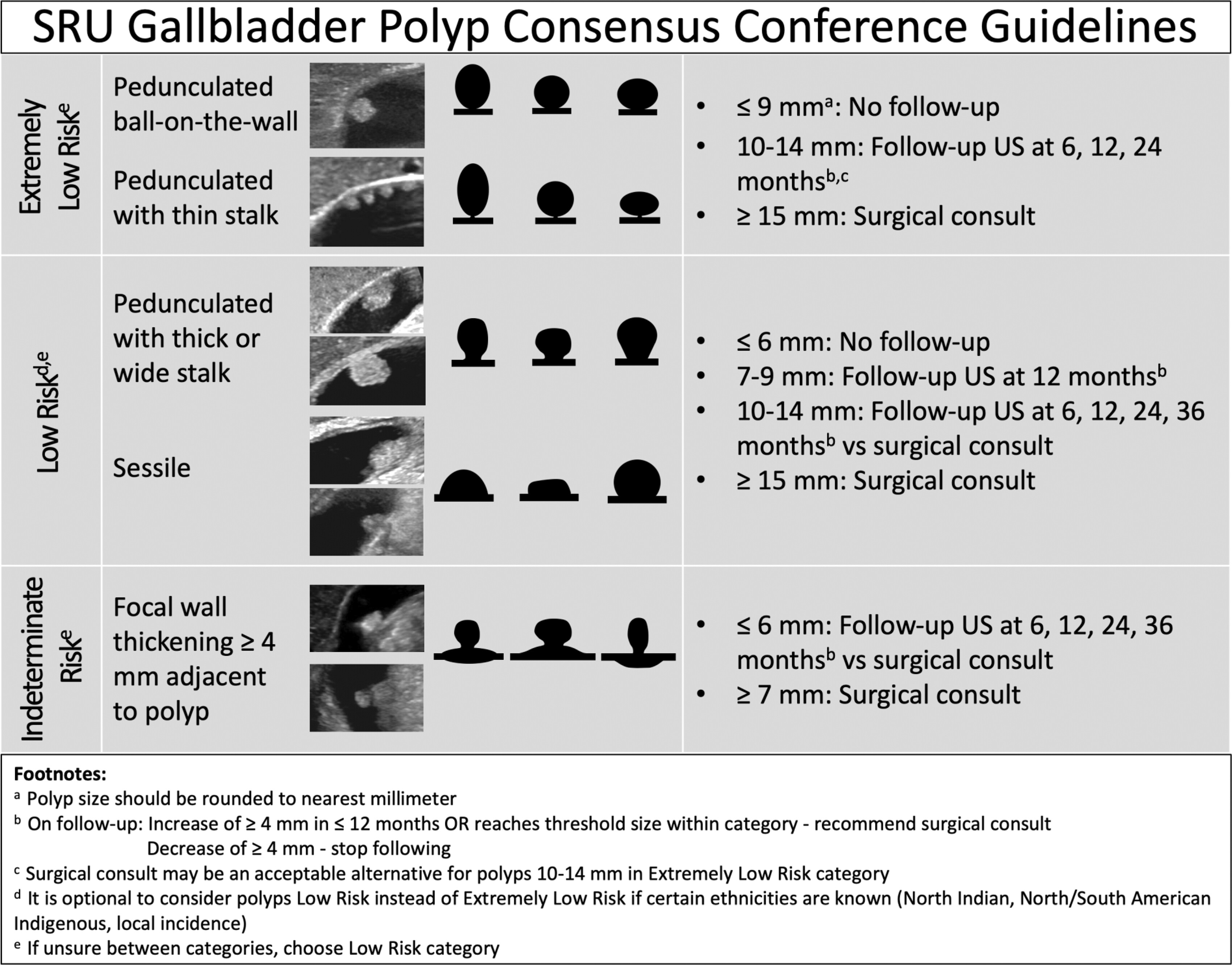 SRU gallbladder polyp consensus conference guidelines chart